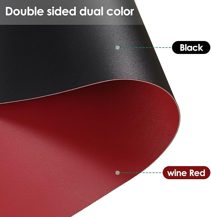 Table Pad Protector for Dining Room Table - Can Be Used On Both Sides Waterproof and Easy to Clean Good Flatness Used for Dining Table(Black+Wine Red 54x72)