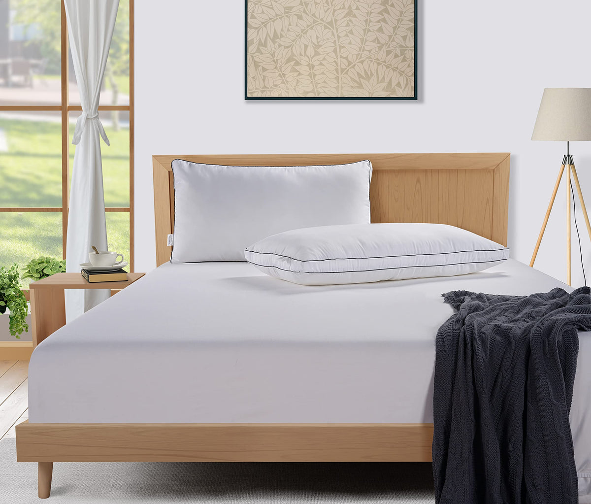 LANE LINEN Bed Pillows for Sleeping - Pillows Queen Size Set of 2, Gusseted Supportive Firm Pillow for Side and Back Sleepers, Luxury Down Alternative Hotel Pillows, 20x30in