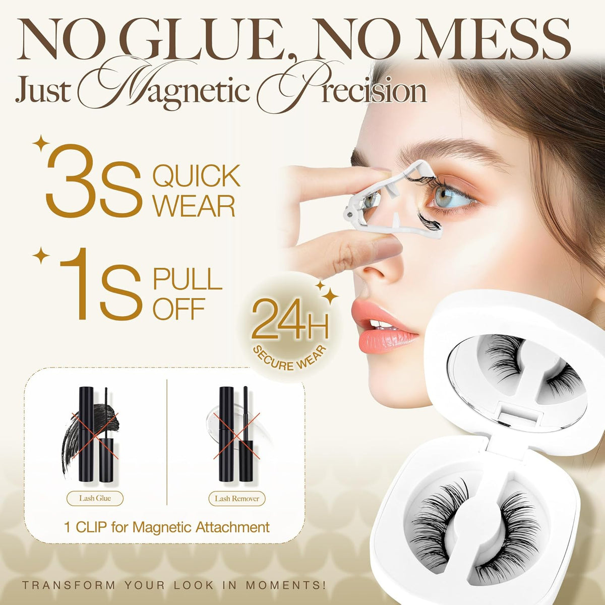 LASHVIEW Update Soft Magnetic Eyelashes Natural Look, Reusable Manga Magnetic Lashes Kit with Applicator CT32
