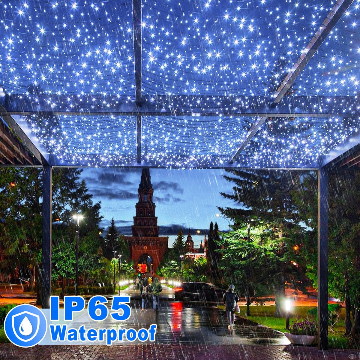 Christmas Lights Outdoor, 100FT 300 LED Christmas String Lights with 8 Modes Waterproof, Plug in Connectable Twinkle Light Green Wire for Tree Yard Wedding Holiday Decorations, White