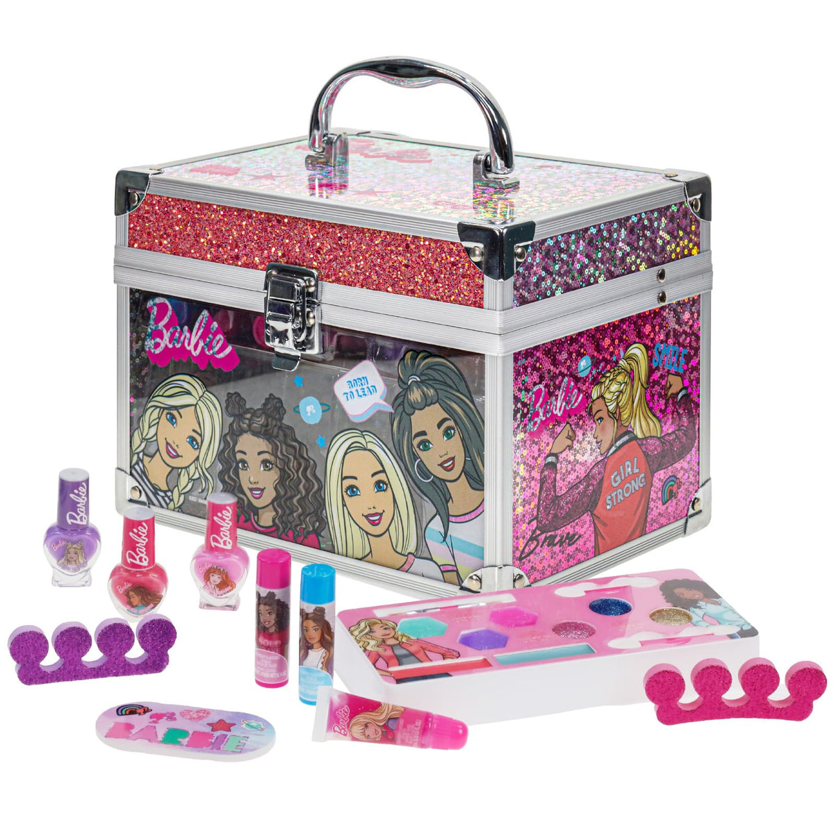 Barbie Movie Kids Makeup Kit for Girls, Real Washable Toy Makeup Set, Barbie Gift, Play Makeup and Pretend Play Toys Ages 3 4 5 6 7 8 9 10 11 12, by Townley Girl