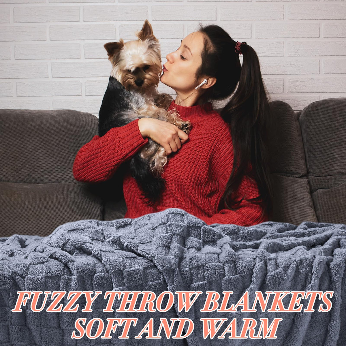 Buryeah 6 Pack Fleece Throw Blankets Bulk, 50 x 60 Inches Soft 3D Checkered Jacquard Flannel Warm Plush Blankets for Couch Sofa Bed Wedding and Employee Appreciation Gifts (Mixed Color)