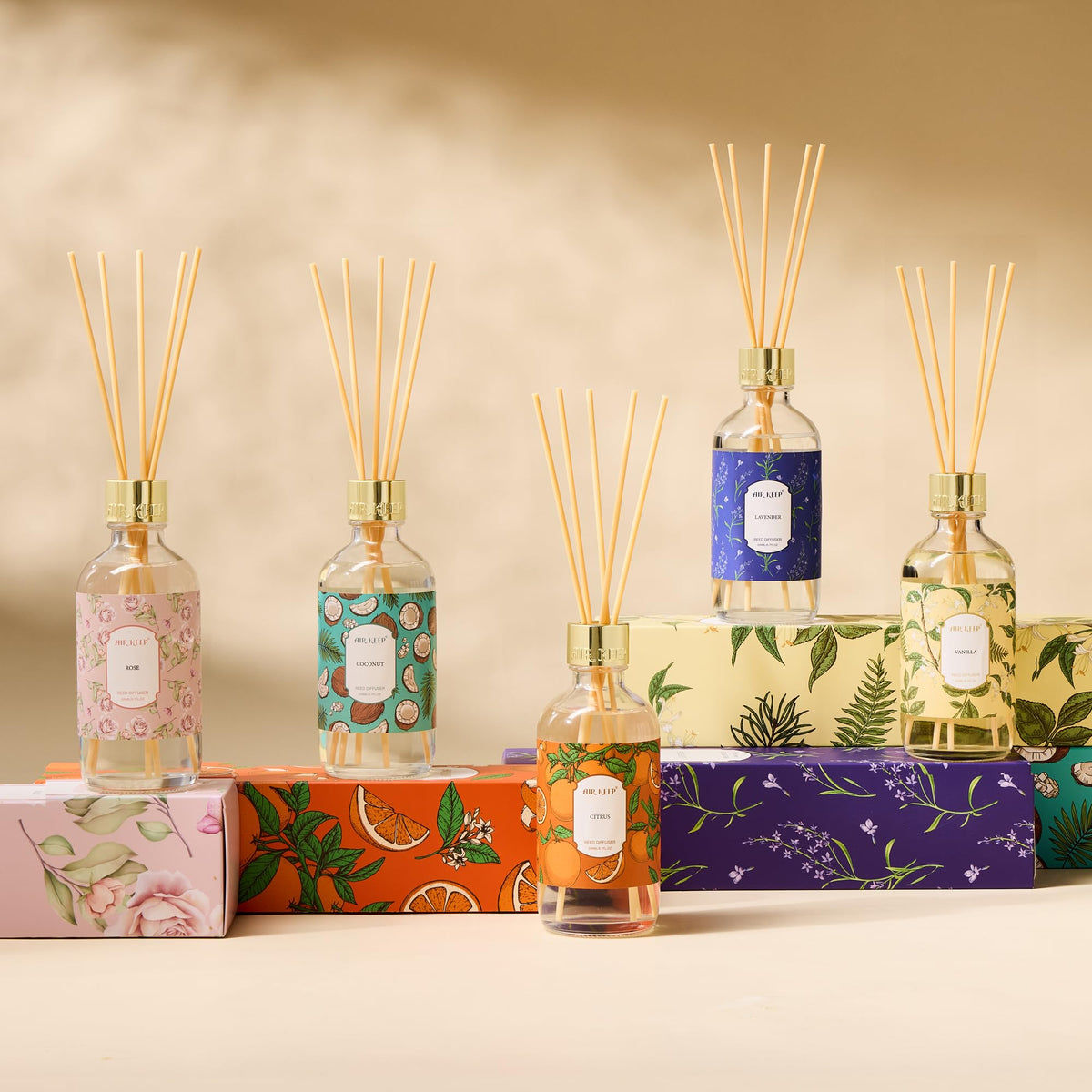Airkeep Reed Diffuser Oil Set with Reed Sticks,Rose Aromatherapy Oil Scent Diffuser for Home Office Bathroom Decoration Perfume and Gifts 200ml/6.76 oz