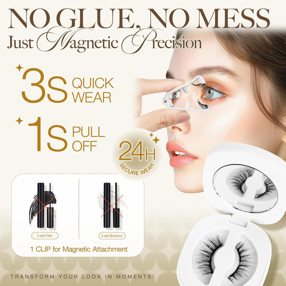 LASHVIEW Magnetic Eyelashes Natural Look, Reusable Manga Magnetic Lashes Kit with Applicator RCM01-NEW