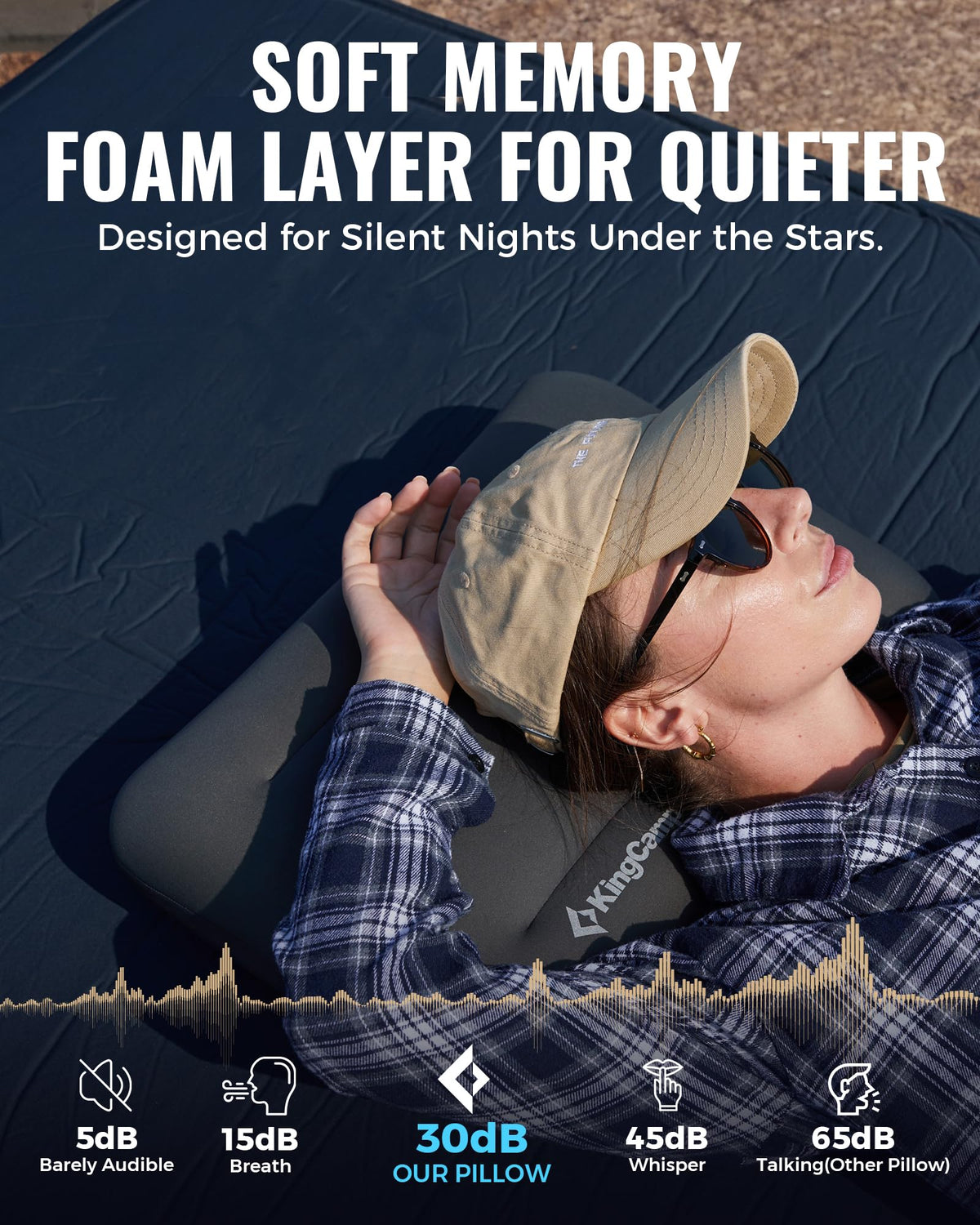 KingCamp Camping Pillow, Extra Large Inflatable Travel Pillow with Air Chamber & Removable Memory Foam Cover Lightweight & Super Comfort for Tent Road Trip Airplane Sleeping Solution Backpacking