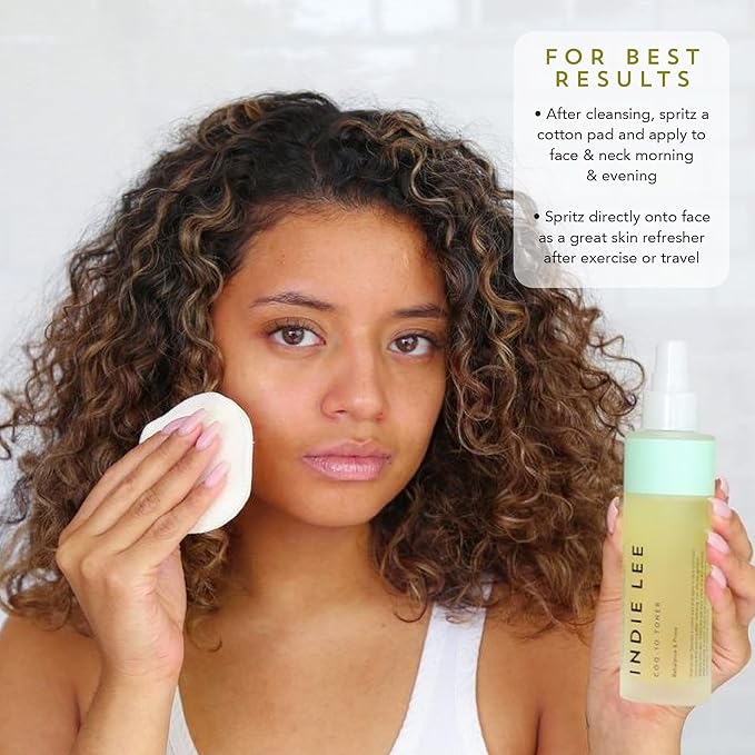 Indie Lee CoQ-10 Face Toner-Travel Size Refreshing, Hydrating Mist for All Skin Types - Hyaluronic Acid, Aloe + Chamomile - Alcohol + Essential Oil-Free Facial Toner-TSA Approved Travel Skincare(30ml)