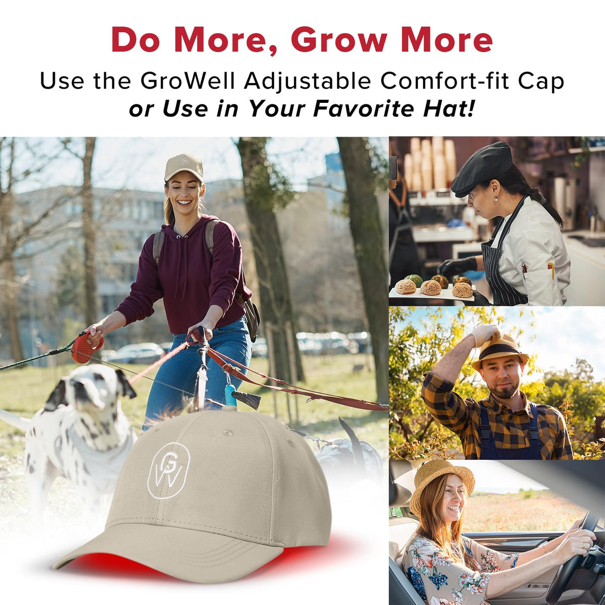 GroWell Red Light Therapy Hair Growth Cap – FDA Cleared Laser Treatment for Hair Regrowth and Reduced Shedding – LED & Laser Red Light Therapy Clinically Proven in Double-Blind Studies - Pink