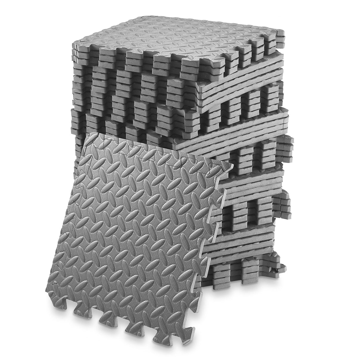 Philosophy Gym Pack of 36 Exercise Flooring Mats - 12 x 12 Inch Foam Rubber Interlocking Puzzle Floor Tiles - Gray