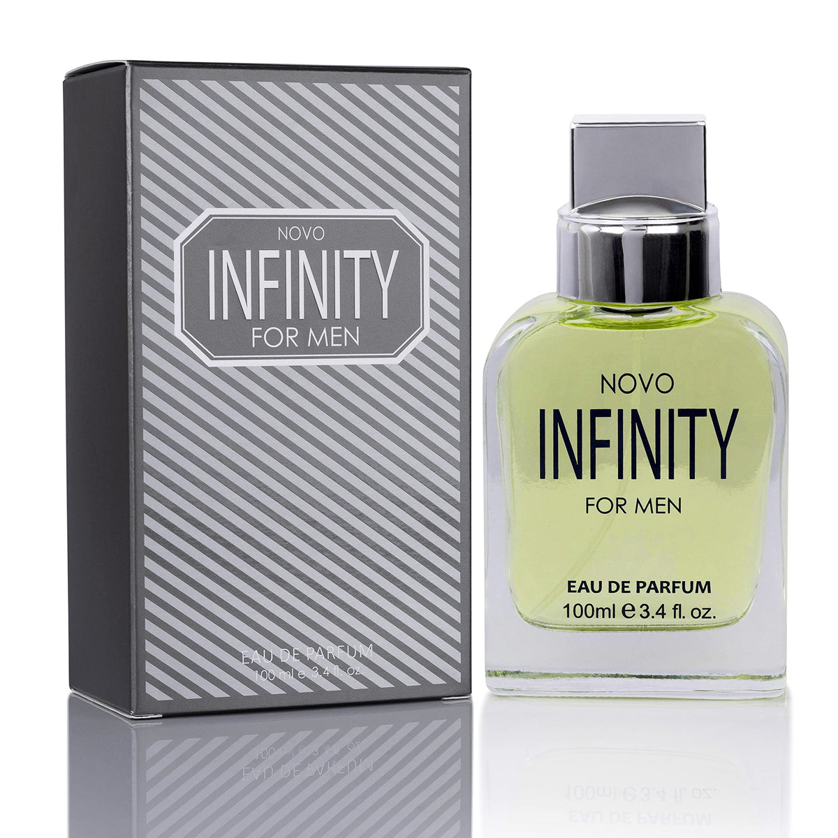 Novo Infinity for Men - 3.4 Fluid Ounce Eau De Parfum Spray for Men - Refreshing Citrusy & Floral Top Notes with Subtle Woody Undertones Smell Fresh All Day Long Gift for Men for All Occasions
