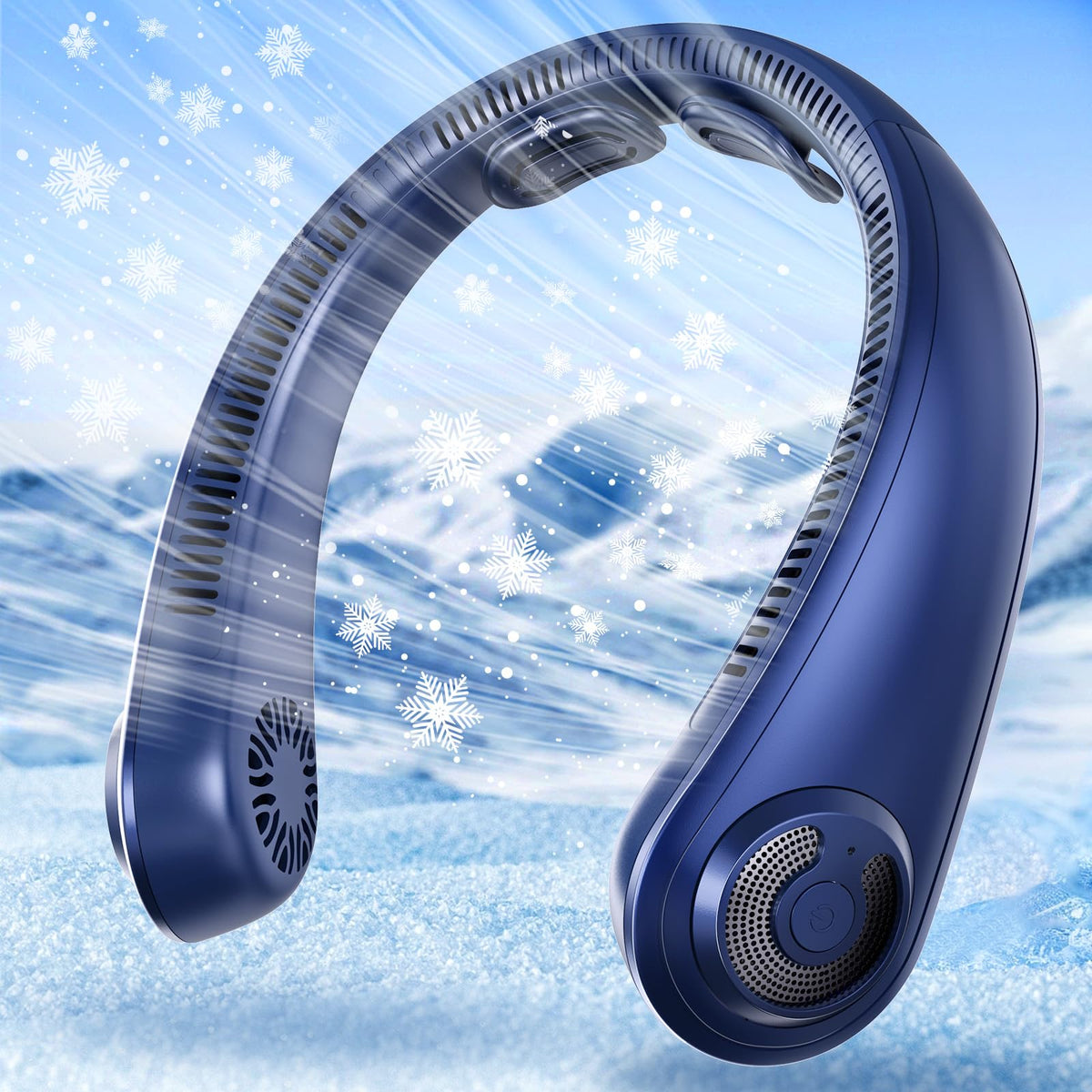 AUIIAH Neck Fan - Portable Rechargeable Personal Neck Cooling Fan With 5 Speeds, Neck Support, USB Bladeless Lightweight Wearable Fan for Hot Flashes, Disneyland, Travel, Summer Gift for Women Men