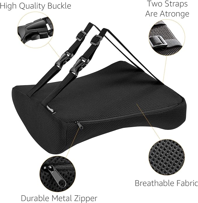 Amazon Basics Comfortable Seat Cushion & Lumbar Support for Office Chairs, Memory Foam, Black