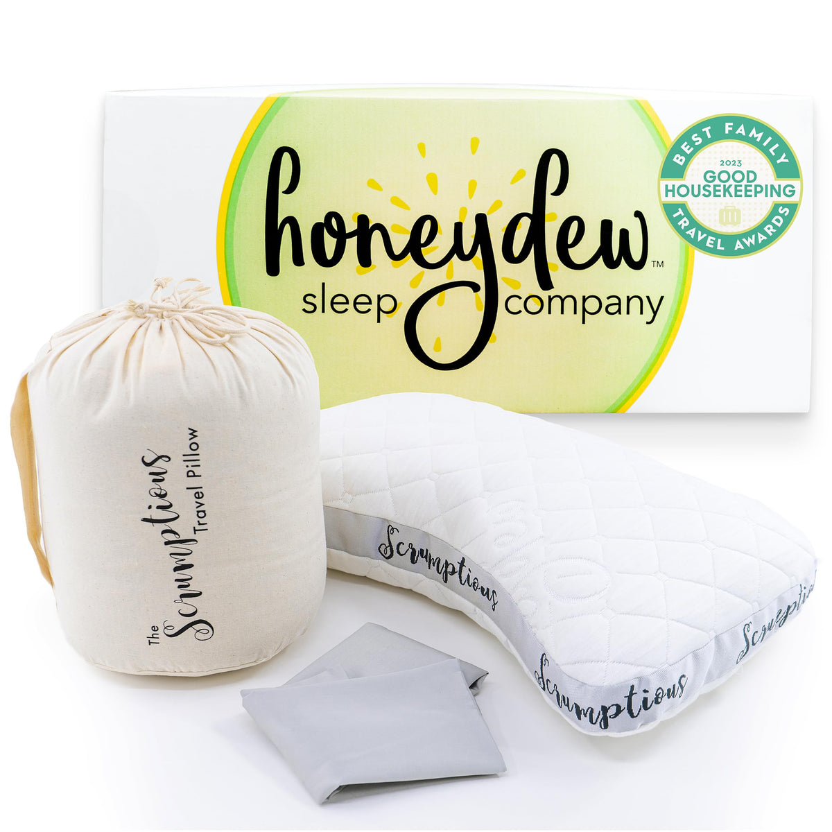 Honeydew Scrumptious Travel Pillow – Made in USA with Cooling Copper Gel Fill – CertiPUR Certified – Adjustable Travel Companion for Airplane & Traveling - Ergonomic Neck & Shoulder Support