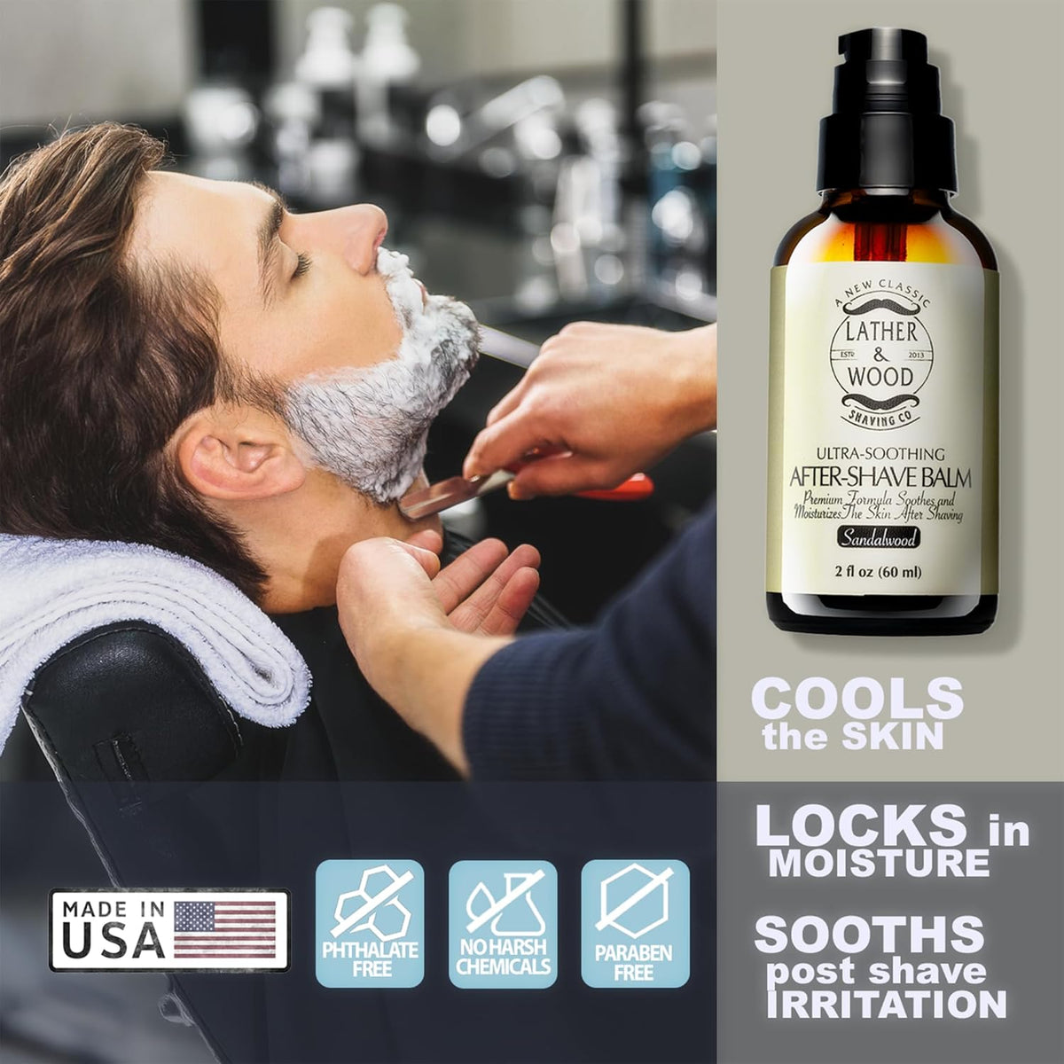 Best After-shave Balm, Sandalwood Scent, Premium Aftershave Lotion, Soothes and Moisturizes Face after shaving, Does Not Dry The Skin, Eliminates Razor Burn For A Silky Smooth Finish …