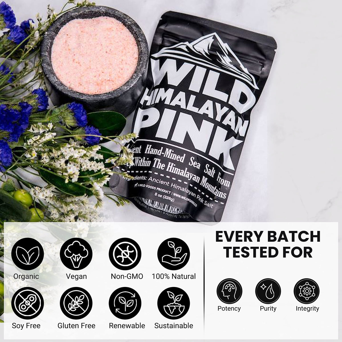 Wild Foods Organic Pink Himalayan Salt, Fine Ground for Table and Cooking, 16 oz | 100% Real, Pure, Unrefined | Pink Himalayan Sea Salt with 80+ Minerals & Electrolytes, Small Batch, Ethically Sourced