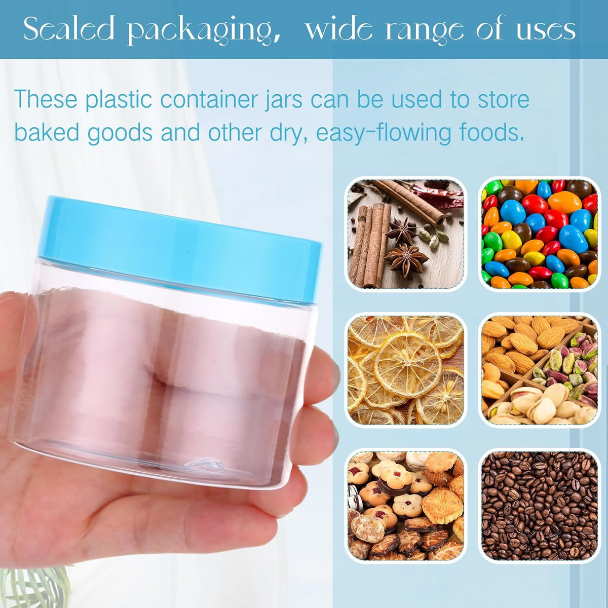 SATINIOR 36 Pieces 4 oz Plastic Jars with Lids Wide Mouth Airtight Reusable Container Acrylic Cosmetic Small Jars for Lotions Ointments Travel Toiletries Creams Make up Storage(Blue)
