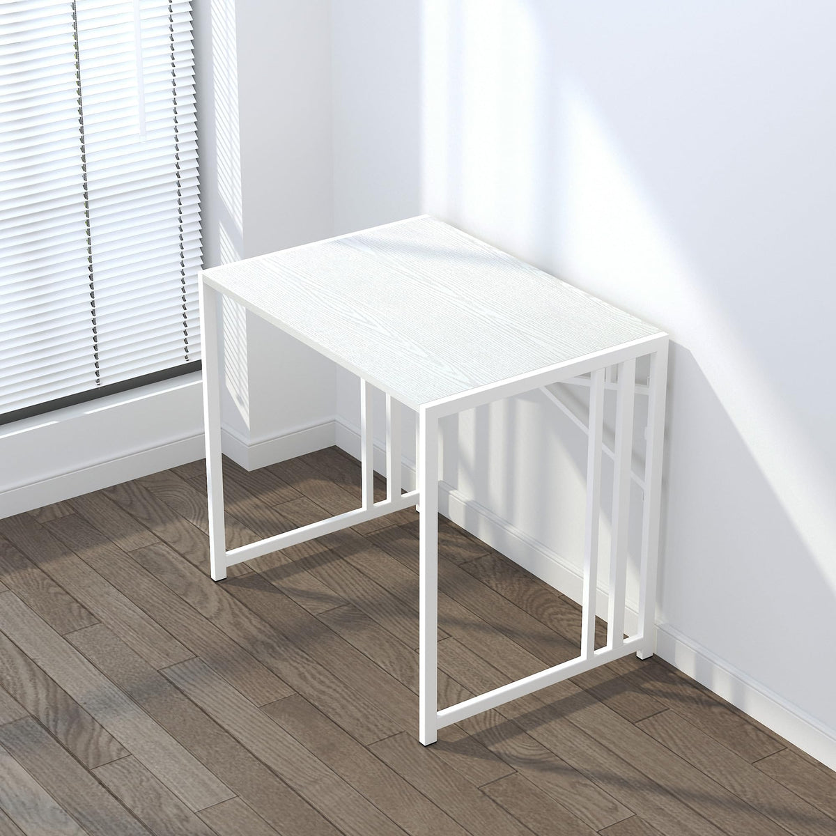 Lutown-Teen Small Folding Desk 32 inch, No Assembly Required Small Office Desk, Writing Gaming Computer Camping Desk, White