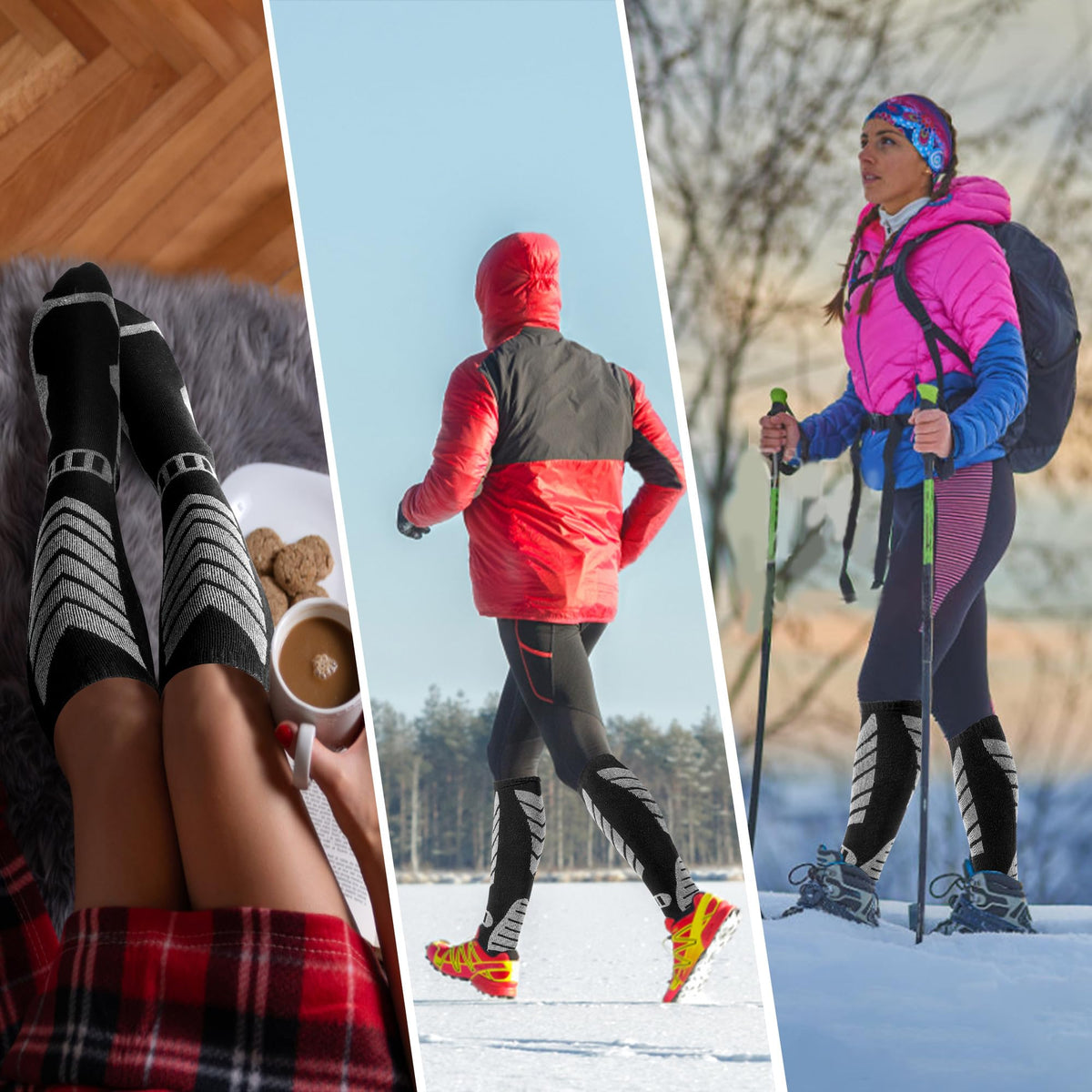 Wanchel Merino Wool Ski Socks - 2 Pairs Knee High for Skiing, Winter Warm Snowboard Thermal, Cold Weather for Men and Women