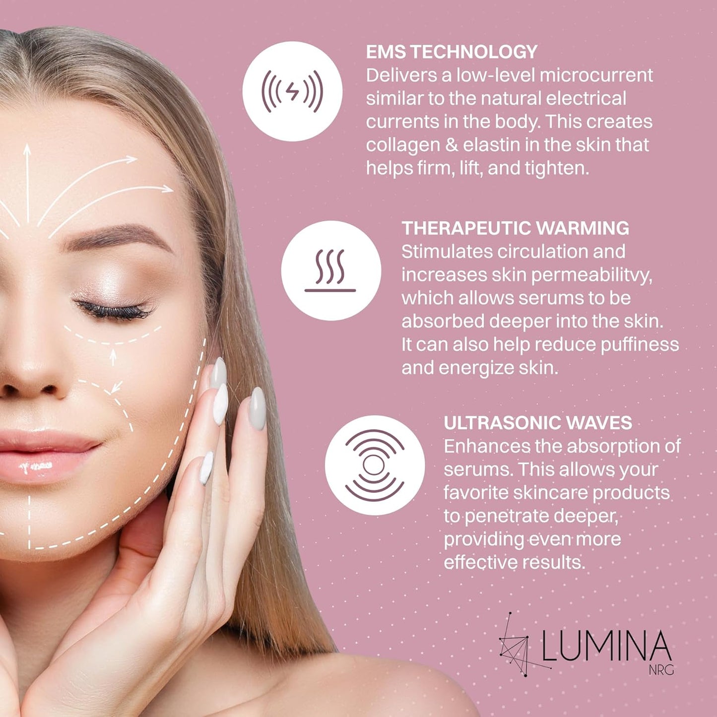 Mini Glow Pro 5-in-1 LED Face Wand – Skin Lifting, Toning & Firming Facial Massager with EMS, Microcurrent, Red & Blue Light – at Home Neck Contouring Beauty Device & Sculpting Tool