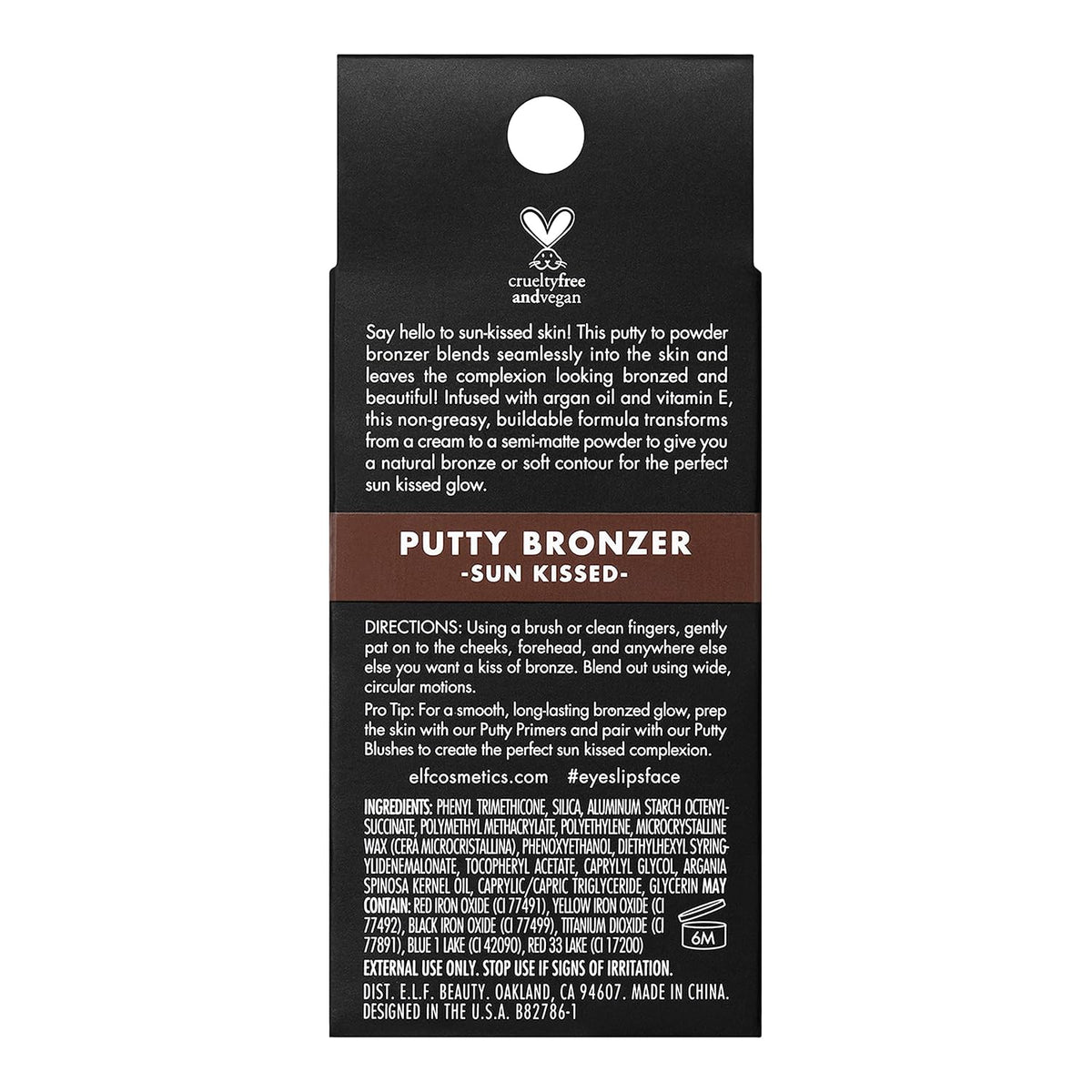 e.l.f. Putty Bronzer, Creamy & Highly Pigmented Formula, Creates a Long-Lasting Bronzed Glow, Infused with Argan Oil & Vitamin E, Sun Kissed, 0.35 Oz