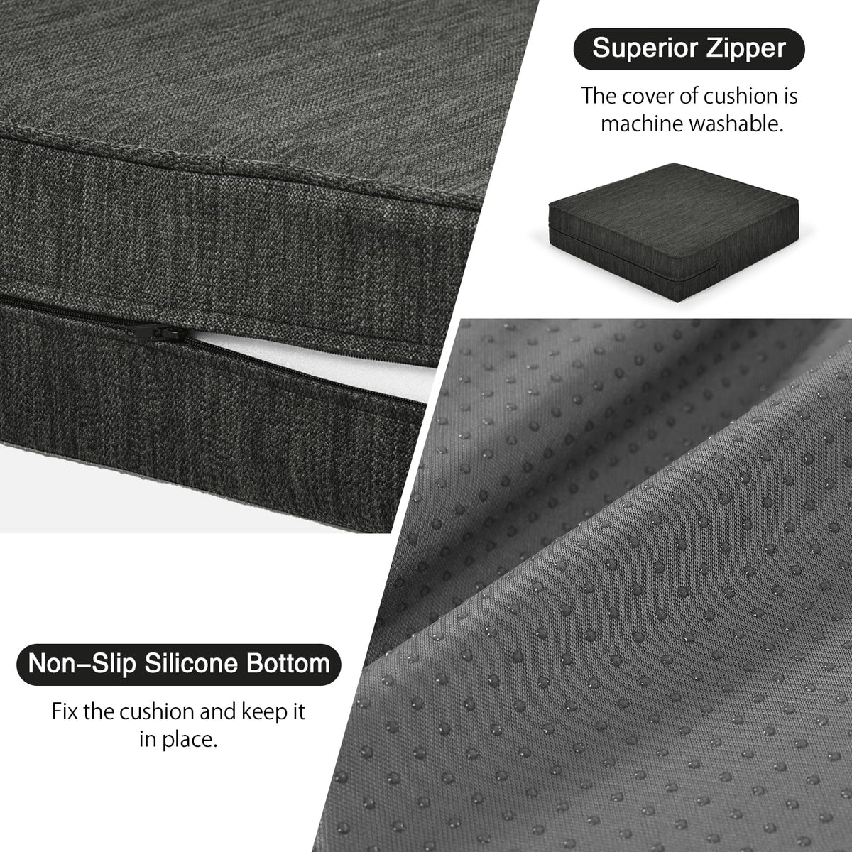baibu Dual-Layer Gel Memory Foam Recliner Cushions for Elderly, 20x20x5 Inch Thick Chair Cushion Suitable for Couches, Armchair, Wheelchair for Easy to Stand Up & Reduce Hip & Lumbar Pain, Black