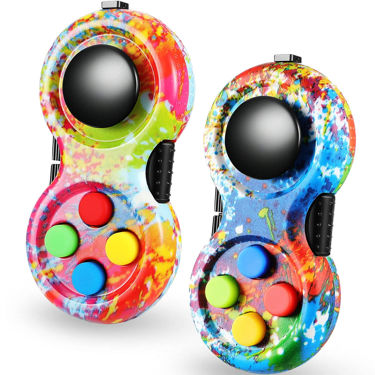 Skylety 2 Pcs Fidget Pad Game Controller Fidget Toy Game Handheld Game Pad Sensory Educational Toy for ADHD Add OCD Autism Anxiety Stress Relief(Starry Purple and Black Style)