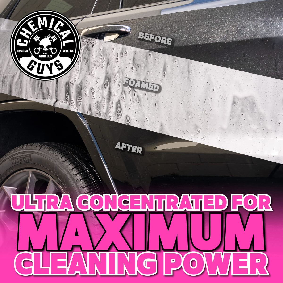 Chemical Guys Mr. Pink Foaming Car Wash Soap, High-Suds pH-Balanced Car Shampoo, Safe for Wax & Sealants, Works with Foam Cannons & Bucket Wash, Safe on All Paint Finishes, 64 oz, Candy Scent