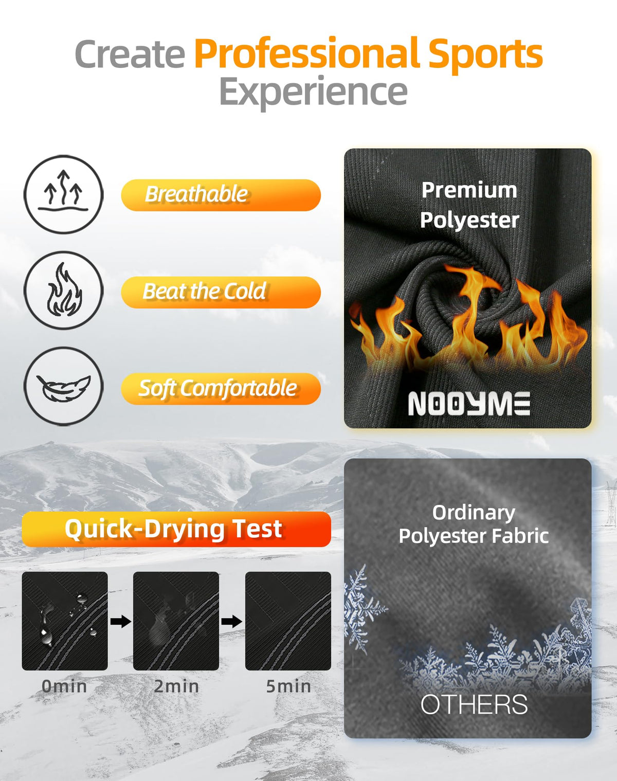 NOOYME Men's Thermal Underwear Long Johns, Black, Small