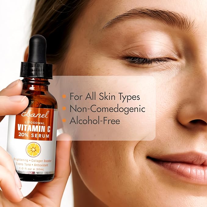 Ebanel Vitamin C Serum for Face with Ferulic Acid, Retinol, Vitamin B5 & E, Antioxidant Brightening Serum for Radiant Skin, Age-Defying Facial Care for Day and Night