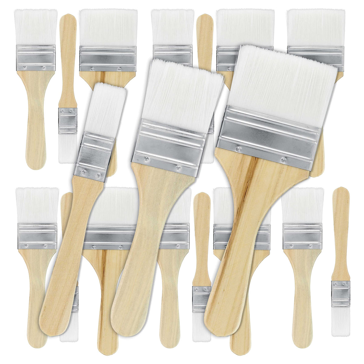 U.S. Art Supply 3 Pack of Variety Size (Set of 6 Packs of 3 = 18 Total Brushes) Synthetic Bristle Paint, Chip and Utility Paint Brushes for Paint, Stains, Varnishes, Glues, and Gesso