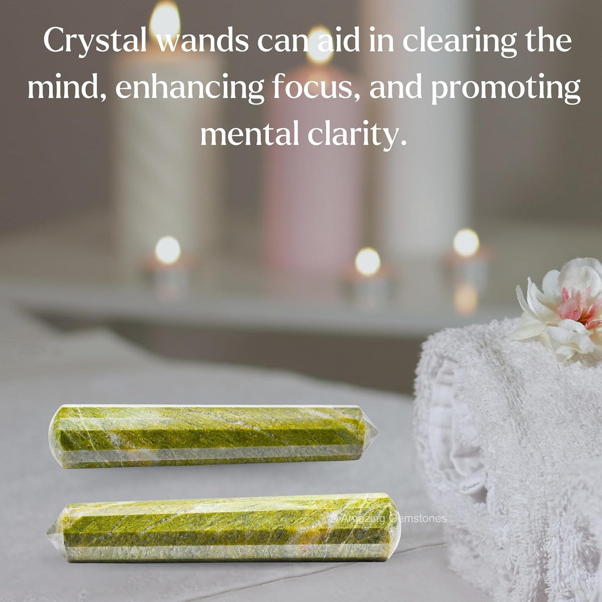 Amazing Gemstone Vesuvianite Crystal Wand Massage Stick - Pelvic Wand Gua Sha for Adults - Crystals and Healing Stones Massage Wands for Adults Gifts (Pointed)