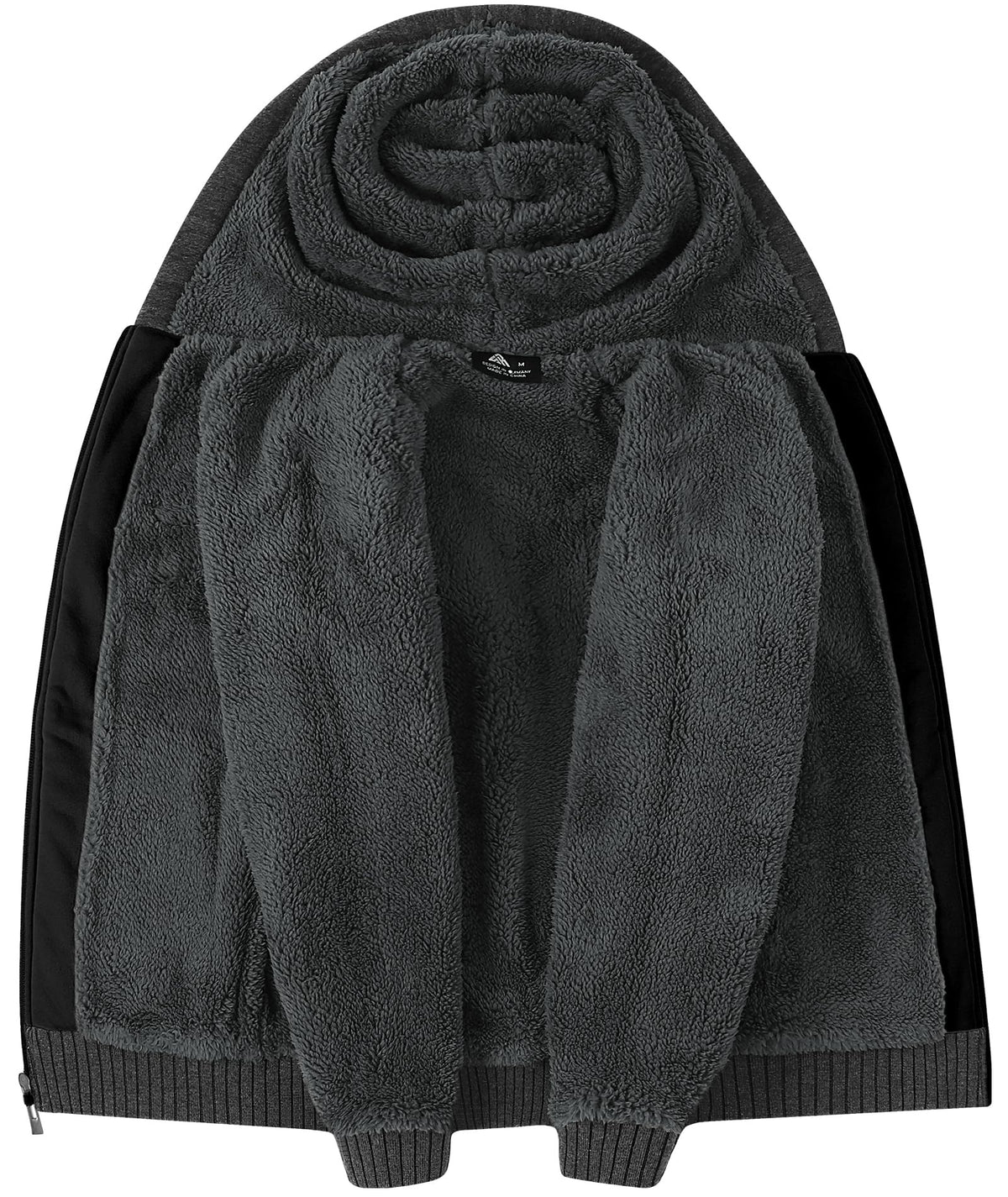 LLdress Boys Hoodie Kids Fleece Sherpa Lined Jacket Youth Zip Up Heavyweight Hooded Sweatshirt Teen Winter Warm Coat Grey Black Size 6-7