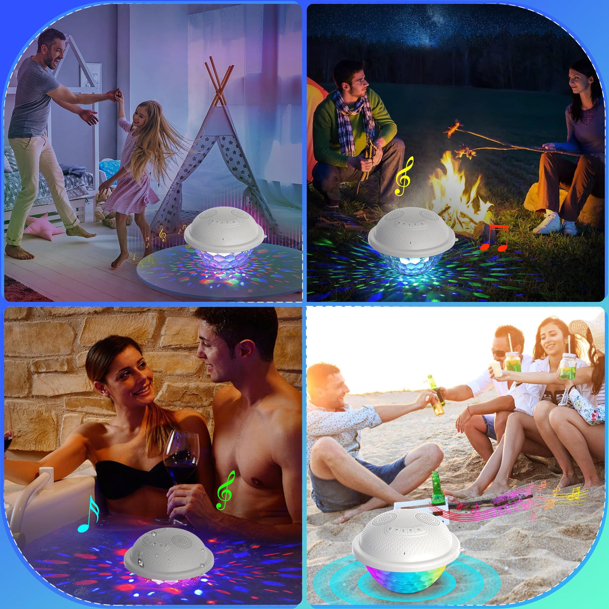 KingSom Bluetooth Pool Speaker,Floating Pools Speaker with Colorful Lights,Hot Tub Speakers IP68 Waterproof P ool Speakers,16W Loud Stereo Sound Bluetooth Speak er,TWS Pairing Floating Speake r-White