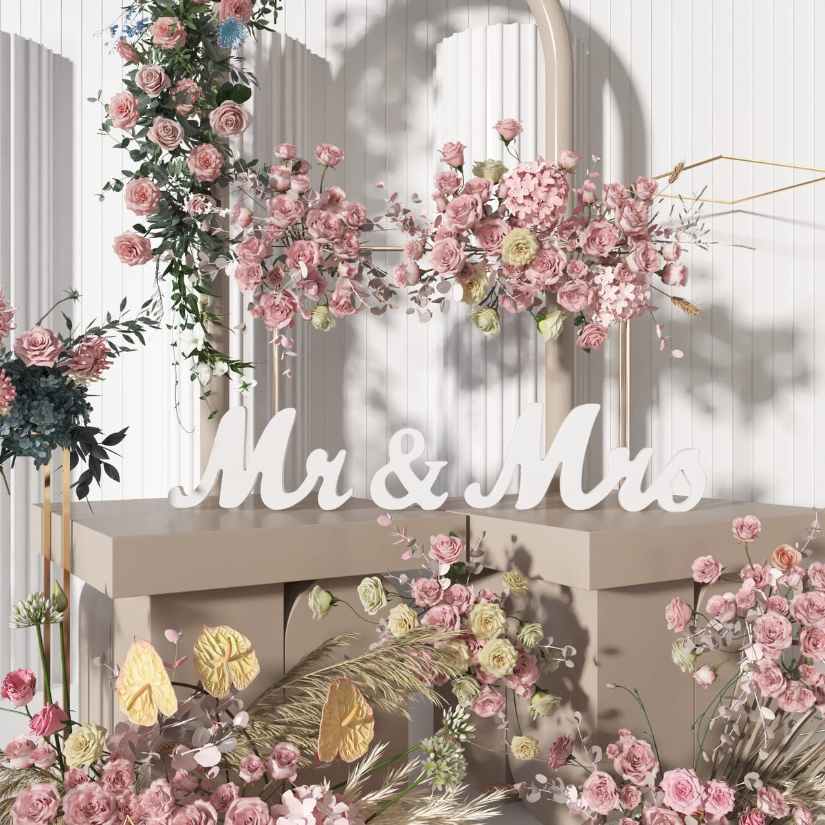 Mrs & Miss Signs for Wedding Table, Large Wooden Letters for Sweetheart Table, Photo Props Wedding Decorations for Anniversary, White
