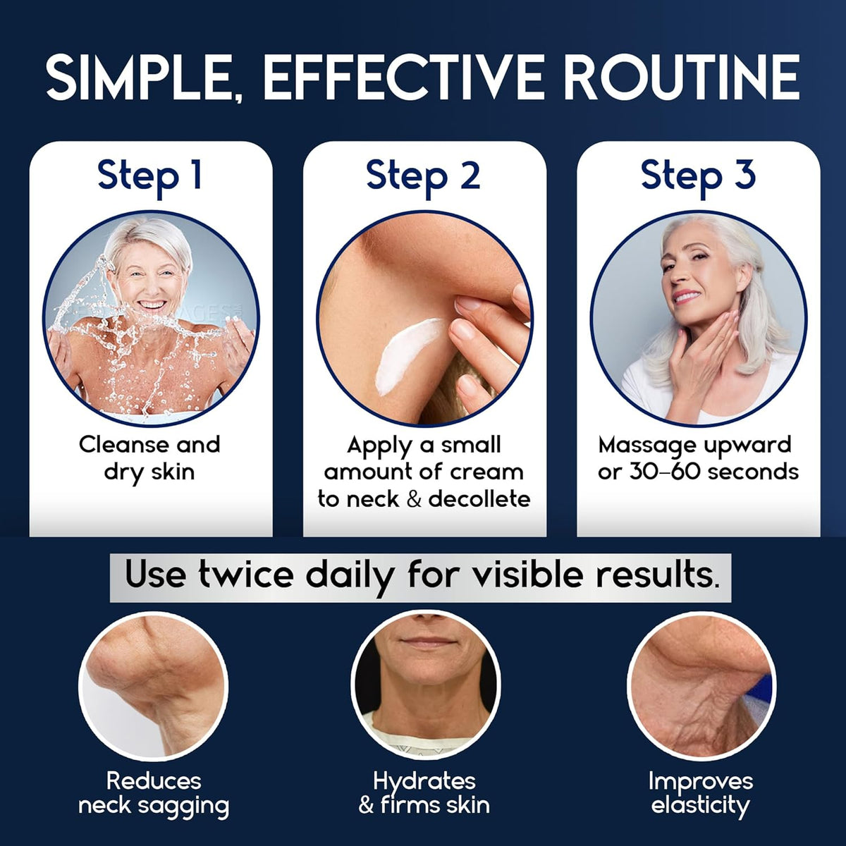 Neck Creams for Tightening and Firming Sagging Skin - Skin Tightening Cream for Face - Decollete & Chest, Under Chin Firming for Older Women - Neck Wrinkles Treatment with Collagen & Hyaluronic Acid