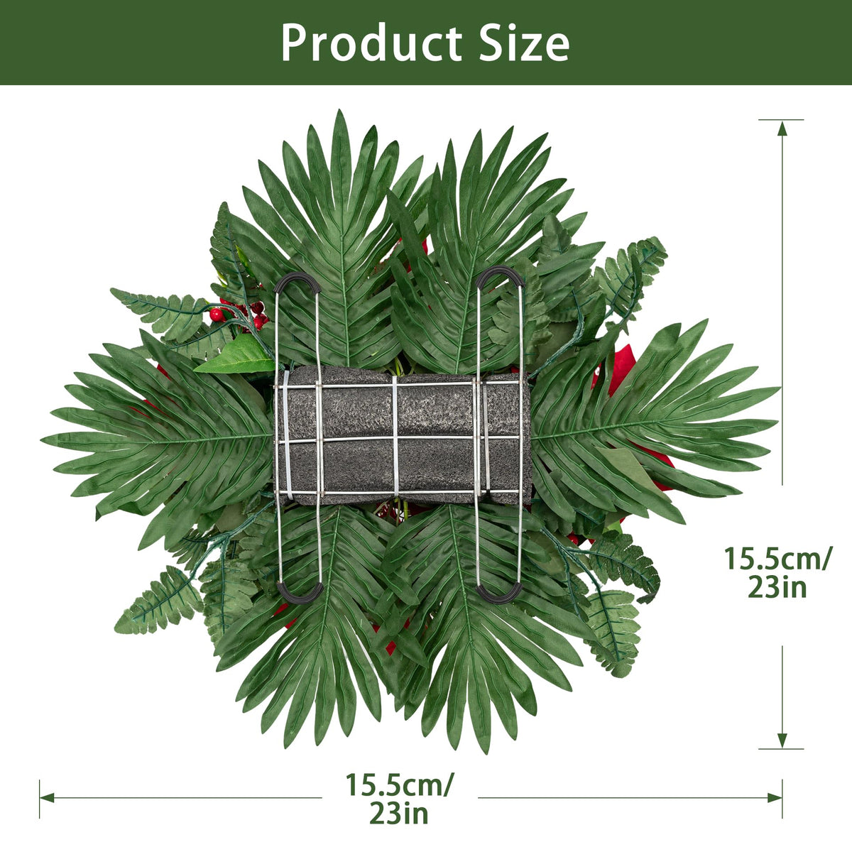 Uqueeten Poinsettia Flowers Artificial Christmas Grave Decorations for Cemetery Sympathy Flowers Cemetery Vases for Grave Fake Flowers Christmas Cemetery Decorations Plastic Christmas Flowers (Red)