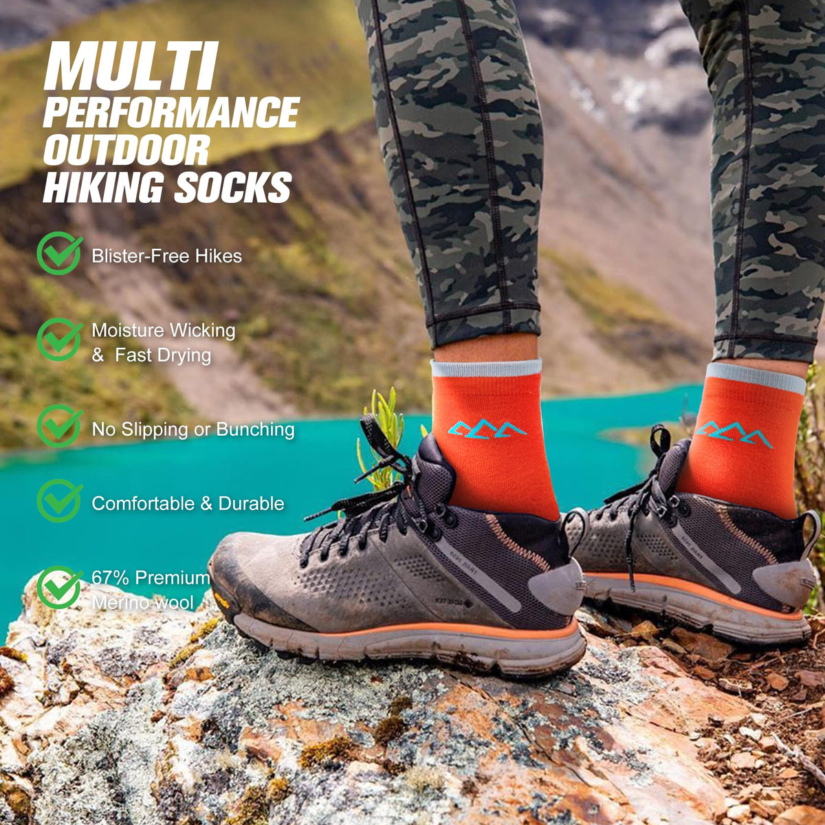 innotree 3 Pack Women's Merino Wool Hiking Socks, Half Cushioned Hiking Thermal Socks Moisture Wicking Micro Crew Socks