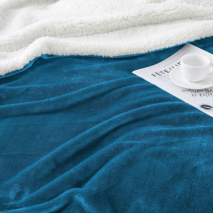 IR Imperial Rooms Sherpa Fleece Throw Blanket Twin Size for Couch - Thick and Warm Fluffy Teal Blankets for Winter, Soft and Fuzzy Twin Blanket for Bed, 60x80 Inches