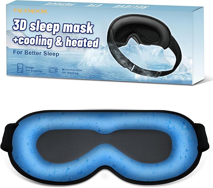 3D Cooling Sleep Mask Blackout-Gel Eye Mask for Cold Compress, Cooling Weighted Eye Mask for Sleeping, Zero Eye Pressure, Ice Cold Pack, Cold Compress for Puffy Eyes FSA HSA Eligible-Black