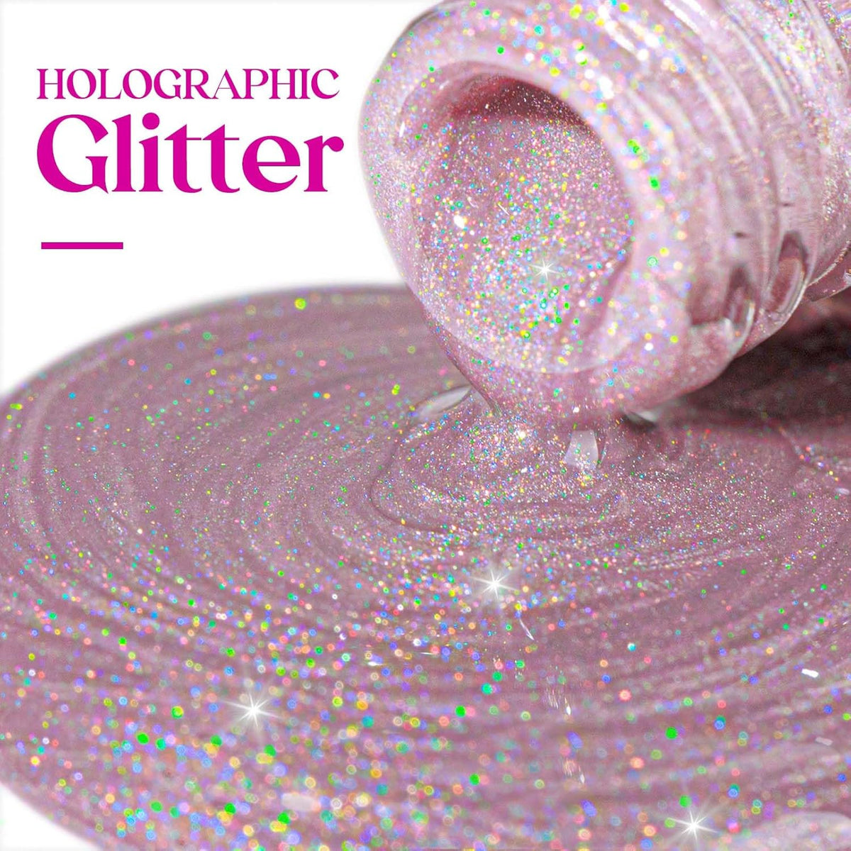 MIZHSE Holographic Nail Polish, Light Purple Glitter Nail Polish Air Dry Fast, 15ml/0.5 fl oz High Glossy Shimmer Nail Pigment Laser Oil-based Nail Lacquer Chrome Halo Nail Art Salon Manicure at Home