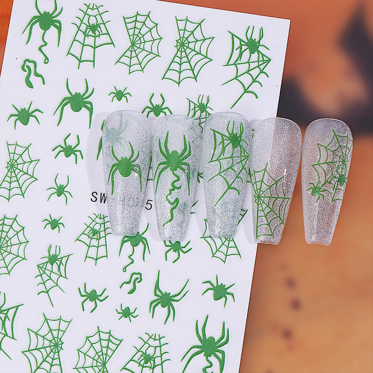 Halloween Nail Stickers for Nail Art Noctilucent Cute Ghost Skeleton Spider Web 3D Self-Adhesive Nail Decals Nail Art Supplies Nails Design Manicure Stickers for Nails DIY Decoration 4 Sheets