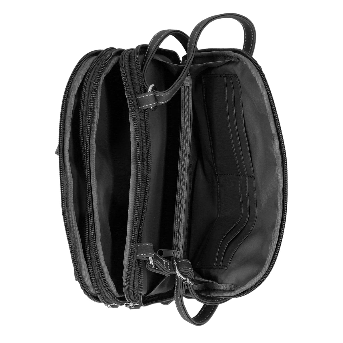 MultiSac Zippy Triple Compartment Crossbody Bag, Black