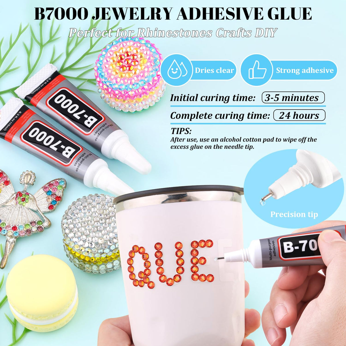6000Pcs Resin Rhinestones for Bedazzling with 3Pcs B7000 Jewelry Glue, 1 Box Red Zircon Flatback Rhinestones for Crafting Crafts DIY, Crystals Gems for Clothing Shoes Tumblers Nail Art Makeup