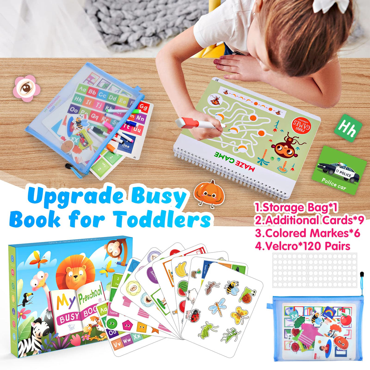 MDINGTD Busy Book for Toddlers, 30 Themes Montessori Preschool Learning Activities Kids Toys Birthday Xmas Gifts for 3-5 Year Olds Boys Girls Early Educational Toys Age 3-5 Autism Learning Materials