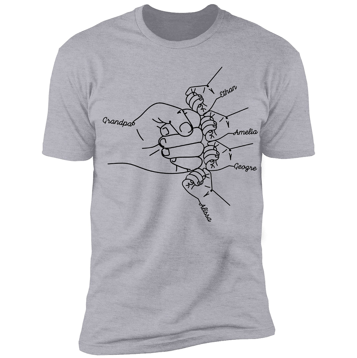 NAZENTI Personalized Fist Bump Dad Grandpa Shirt Custom Father's Day Shirt Gift for Men on Fathers Day Birthday S-4XL