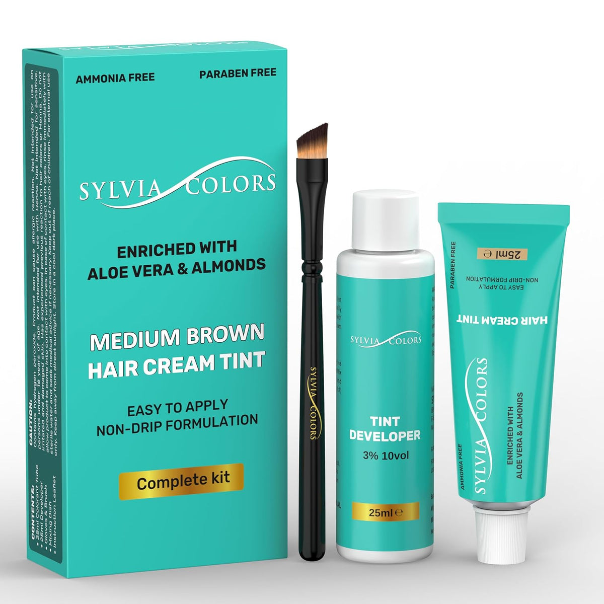 Professional Tint Kit Semi-Permanent 40 Applications Lasts 4-6 Weeks Spot Coloring Set Waterproof (Medium Brown, 25 ML)