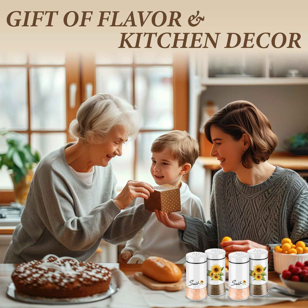 Sunflower Salt and Pepper Shakers Set - 5 oz Farmhouse Cute Kitchen Decor and Accessories Sunflower Gifts for Salt Shakers Glass Cooking Table,Housewarming,Thanksgiving,Christmas