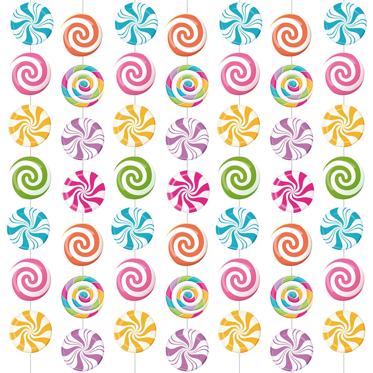 Capoda 8 Pieces Candy Party Decorations Candyland Paper Garlands Candy Paper Cutouts Lollipop Garland Banner Sweet Hanging Decor for Birthday Theme Party Supplies