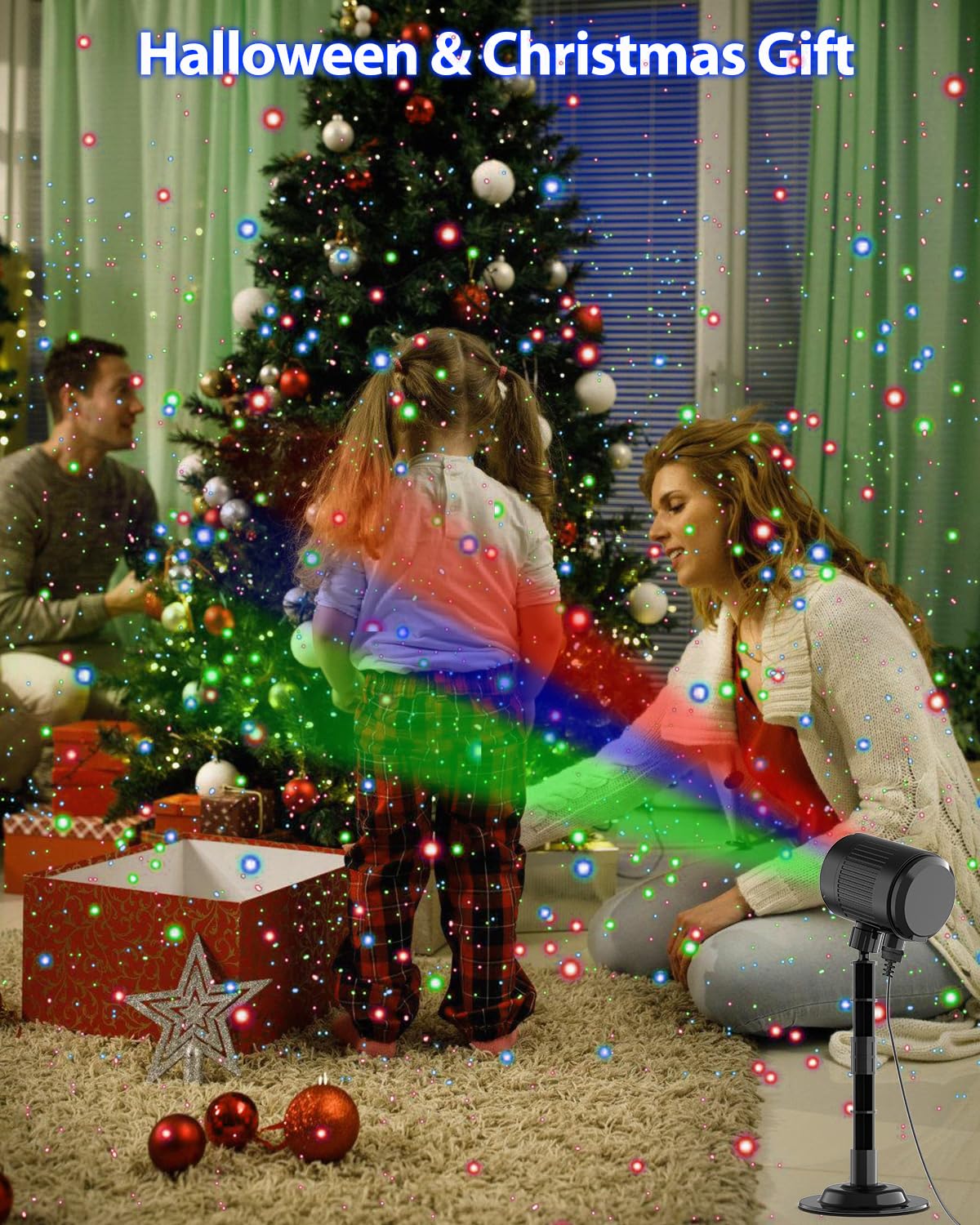 MXLATUU Christmas Laser Lights, RGB Laser Projector Light with RF Remote,Timer, Christmas Decorations Holiday Gift Projector for Xmas Home Garden Yard Party Outdoor Indoor Lights Show