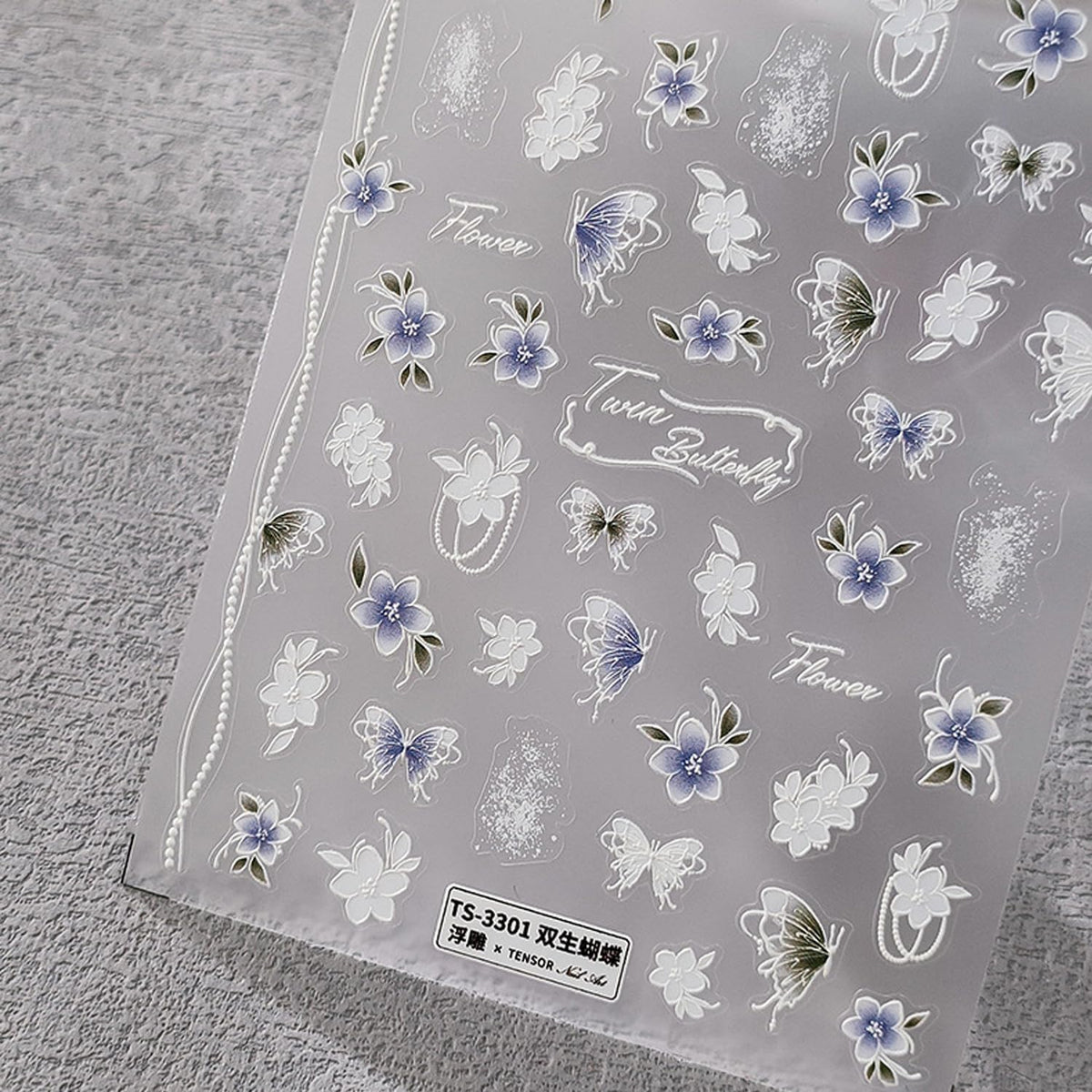 Flower Nail Stickers 5D Embossed Nail Art Stickers Decals Self-Adhesive Butterfly Floral Nail Supplies Spring Nail Art Design Decoration Accessories(1, Flower Butterfly)