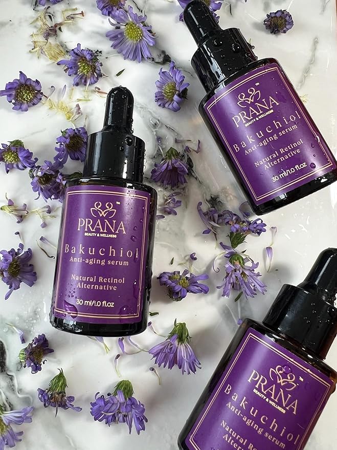 PRANA Bakuchiol Anti-Aging Serum – Ayurvedic Retinol Alternative with Squalane & Jojoba – Hydrating Serum for Wrinkles, Fine Lines & Radiant Skin – Fragrance-Free & 100% Vegan – 30ml